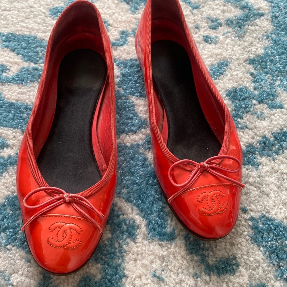 Chanel ballerinas Size 40 Patent coral leather